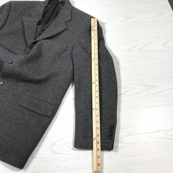 Vintage Bill Blass Tweed Wool Blazer 40R Solid Gray Sport Coat Jacket 3 Button - Picture 9 of 15